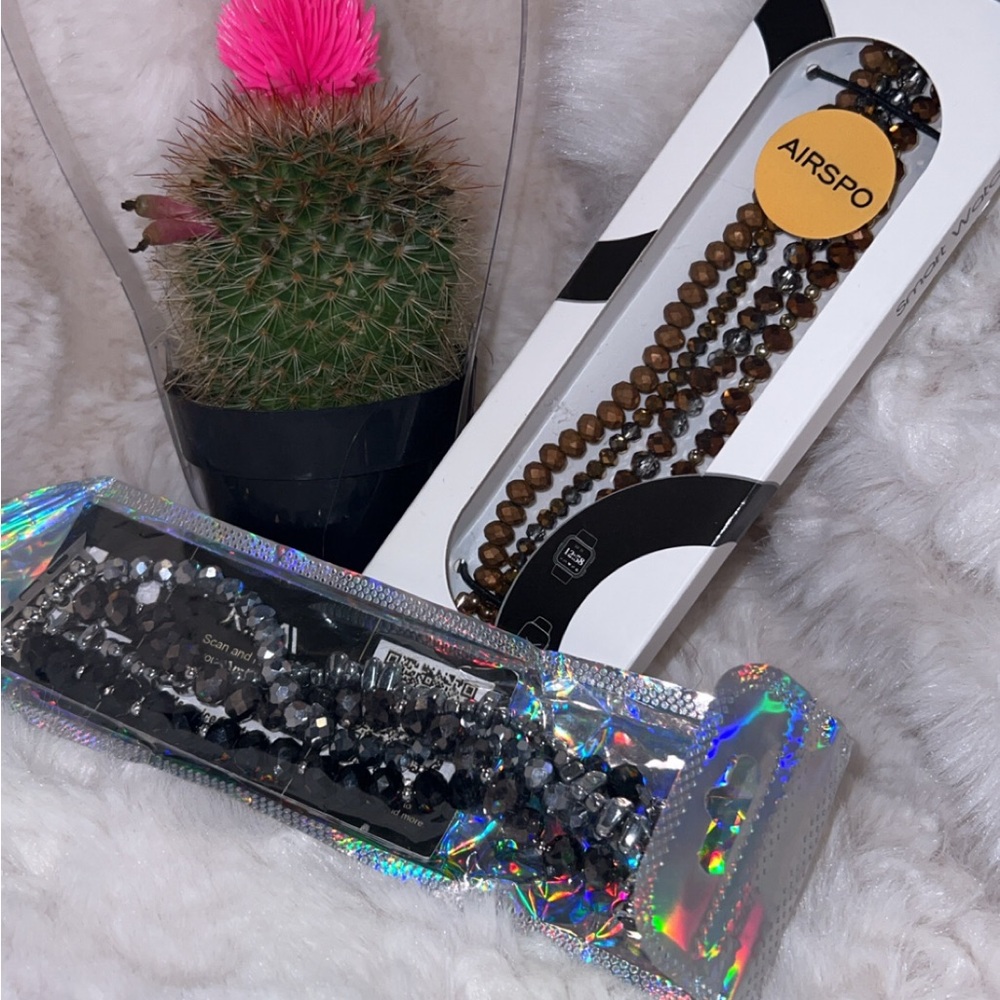 ⌚️Brown & Black + Silver & black Beaded Smart Watch Bands Set BUNDLE 🔥